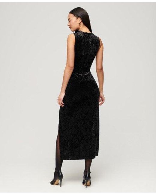 Superdry Fluwelen Maxi-jurk in het Black