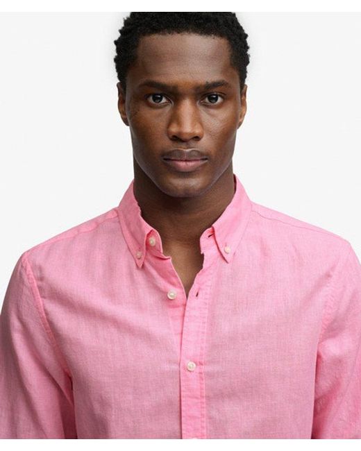 Superdry White & Co Cotton Linen Long Sleeve Shirt for men