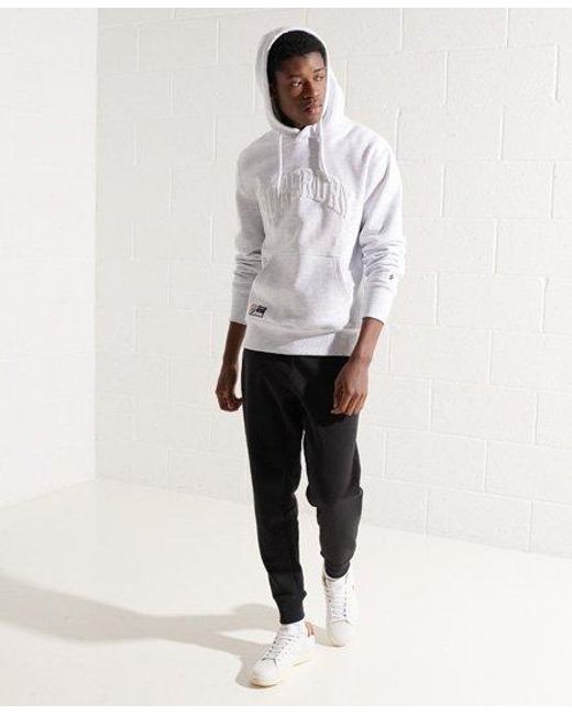 Superdry White Varsity Arch Mono Hoodie Ice Marl for men