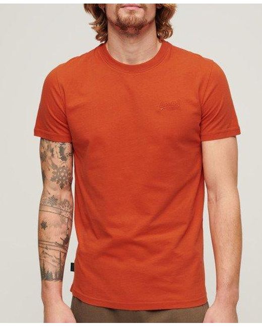 Superdry Red Organic Cotton Essential Logo T-shirt for men