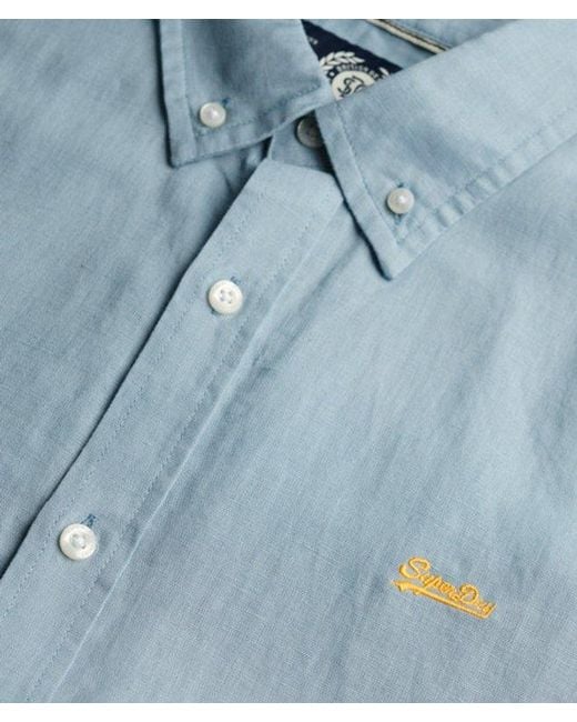 Superdry Blue & Co Cotton Linen Short Sleeve Shirt for men