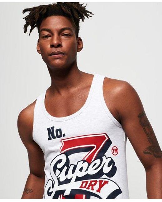 Superdry White Super Seven Mid Weight Vest Top Ice Marl for men