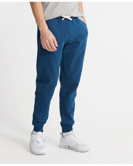Superdry Blue Organic Cotton Standard Label Loopback Joggers Pilot Mid for men