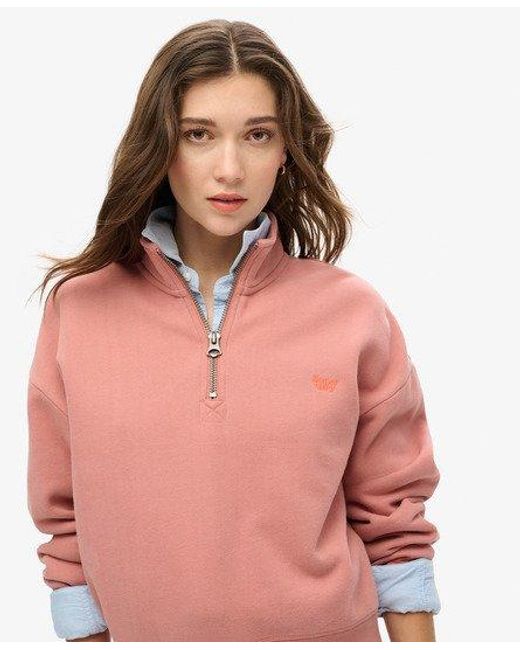 Superdry Red Essential Half Zip Sweatshirt