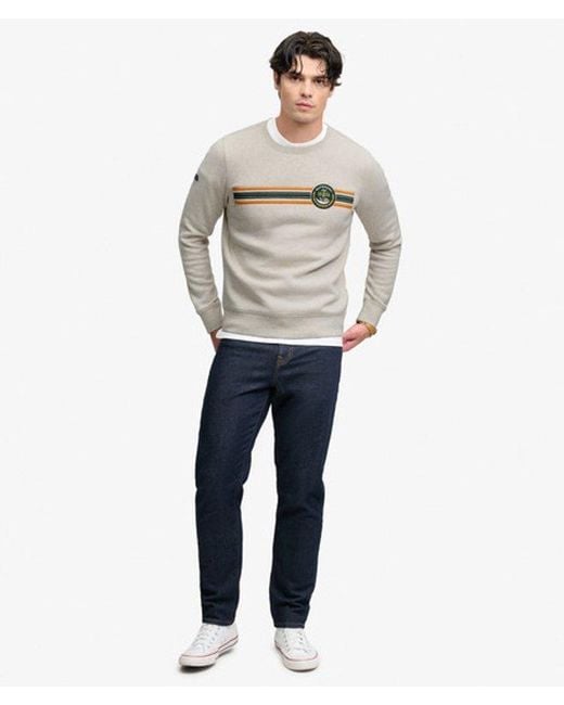Superdry White Outdoor Stripe Logo Relaxed Sweatshirt for men