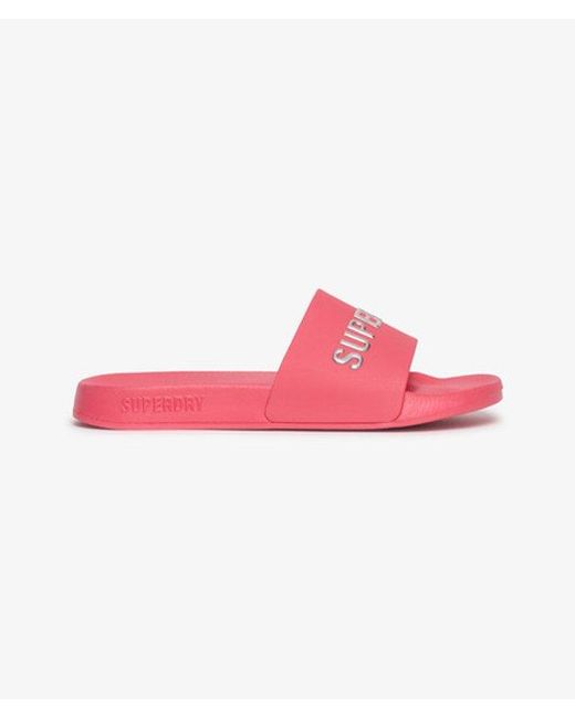 Superdry Pink Code Logo Pool Sliders