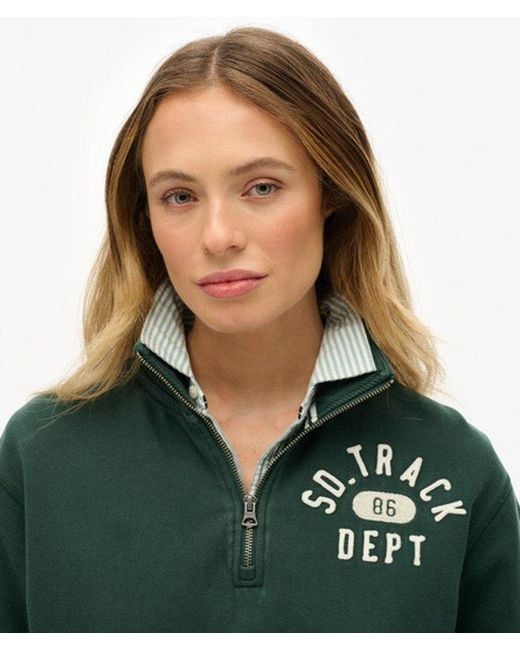 Femme Sweat À Col Zippé Et Motif Appliqué Athletic Essentials Taille Superdry en coloris Green