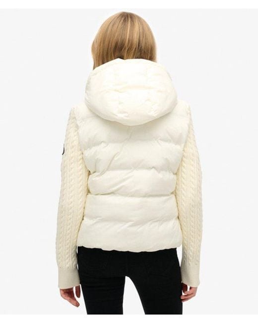 Superdry Natural Cable Knit Sleeve Hybrid Jacket