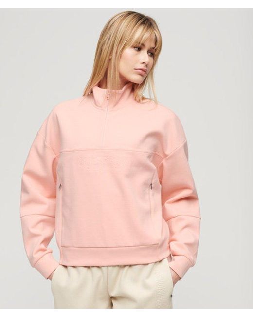 Superdry Pink & Co Sport Tech Relaxed Half Zip