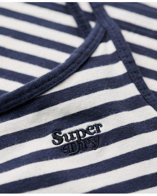 Superdry Blue Ladies Slim Fit Striped Athletic Essentials Cami Top