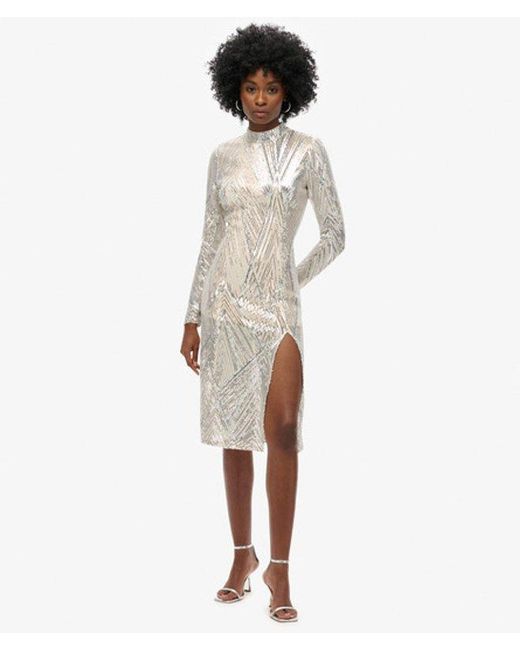 Superdry White & Co Open Back Long-sleeved Midi Dress