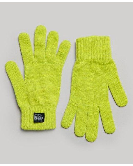 Superdry Klassieke Gebreide Handschoenen in het Yellow
