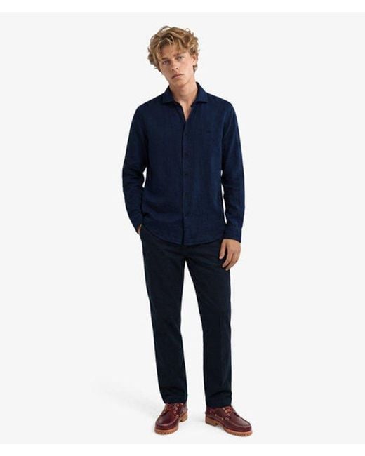 Superdry Blue & Co Riviera Long Sleeve Linen Shirt for men