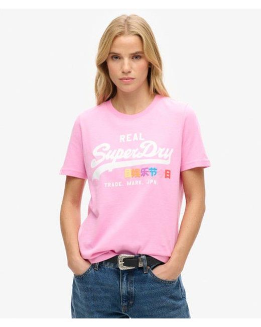 Superdry Pink & Co Vintage Logo Pop Entry T-shirt