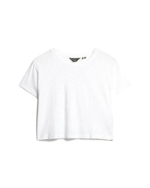 Superdry Kort Slouchy T-shirt in het White