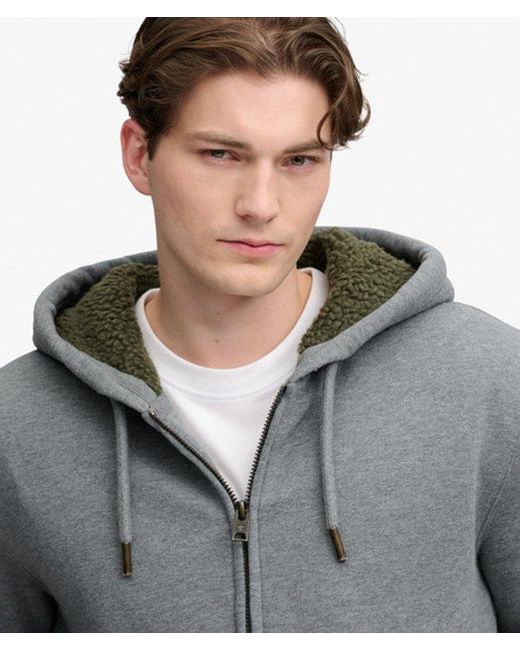 Superdry Gray & Co Borg Lined Zip Hoodie for men