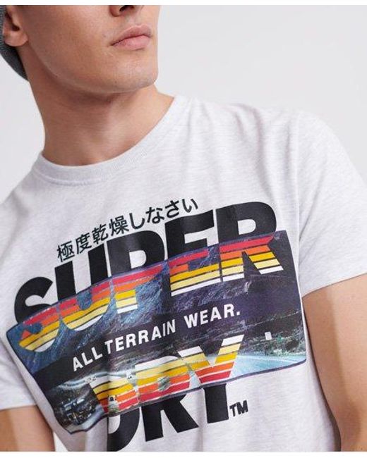Superdry White Photographic High Desert T-Shirt Ice Marl for men