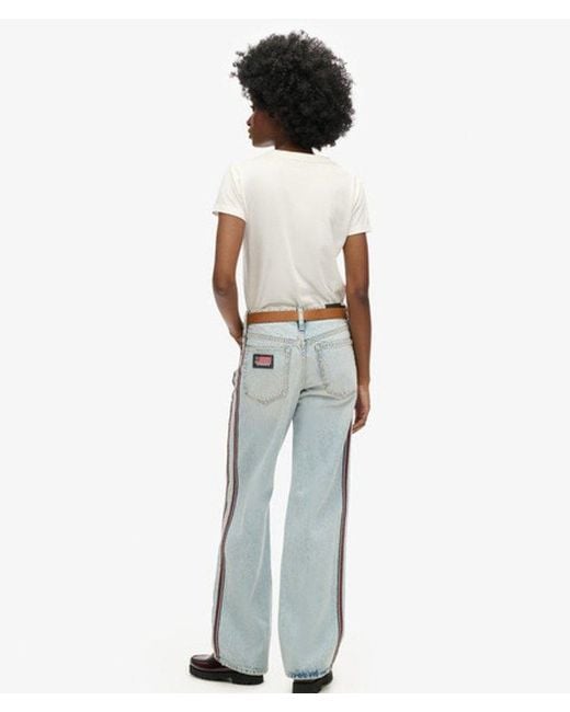 Superdry White & Co Mid Rise Wide Leg Double Tape Jeans