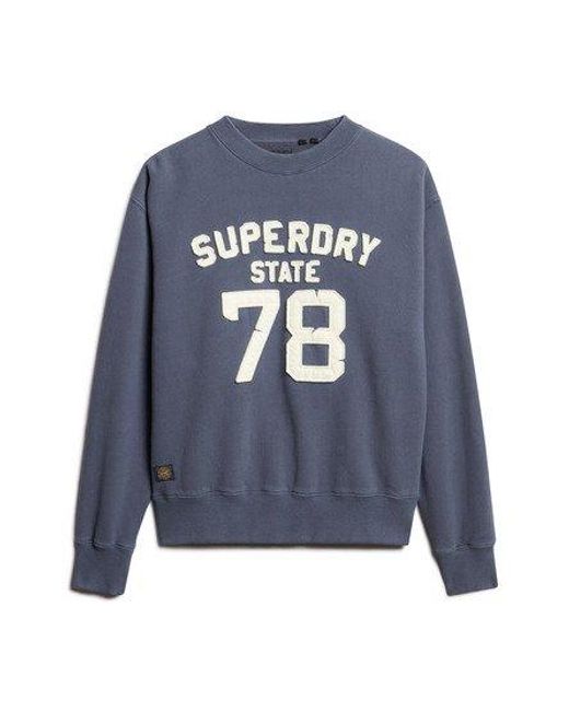 Superdry Blue Applique Athletic Loose Sweatshirt