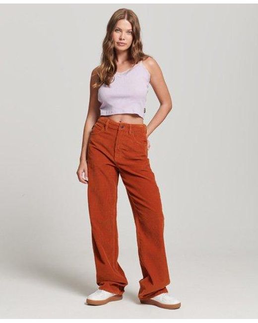 Superdry Red Vintage Wide Leg Cord Trousers