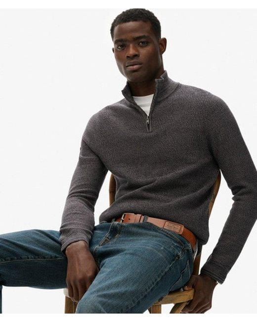 Superdry Black & Co Cotton Texture Half-zip Jumper for men