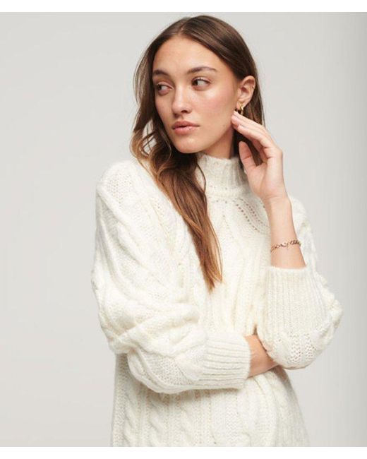 Superdry White & Co Cable Knit Mock Neck Jumper Dress