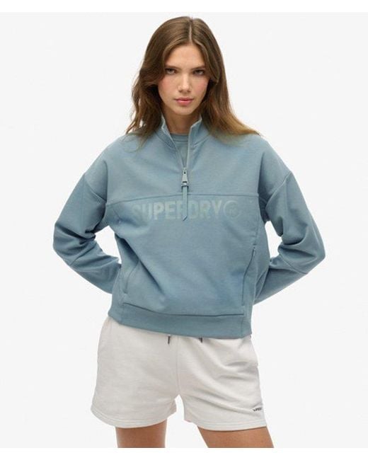 Superdry Blue & Co Active Tech Logo Relaxed Half Zip Sweatshirt