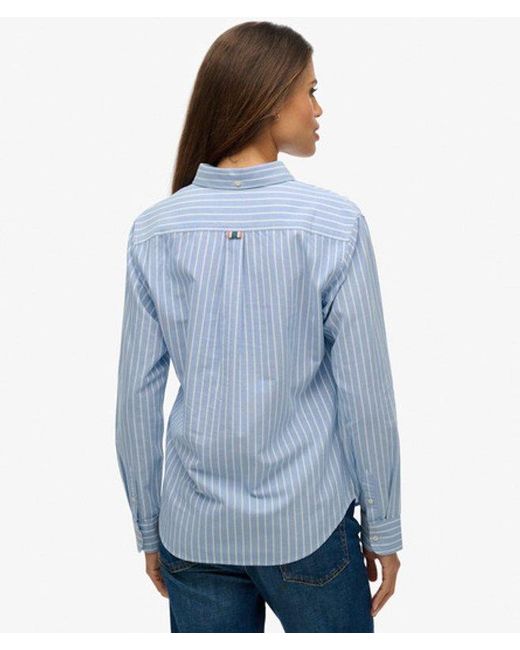 Superdry Blue Slim Oxford Button Down Long Sleeve Shirt