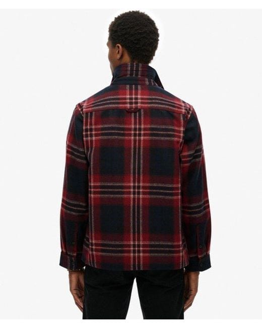 Superdry Red & Co Wool Blend Miller Zip Overshirt for men