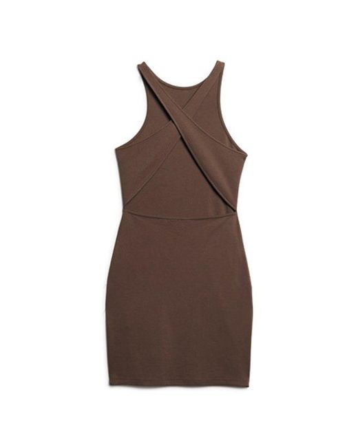 Superdry Brown Modal Jersey Cross Back Mini Dress