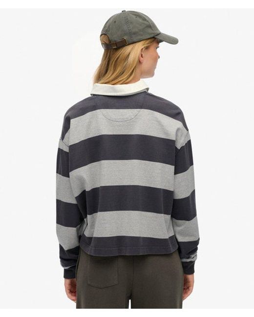 Superdry Gray & Co Athletic Essentials Stripe Rugby Top