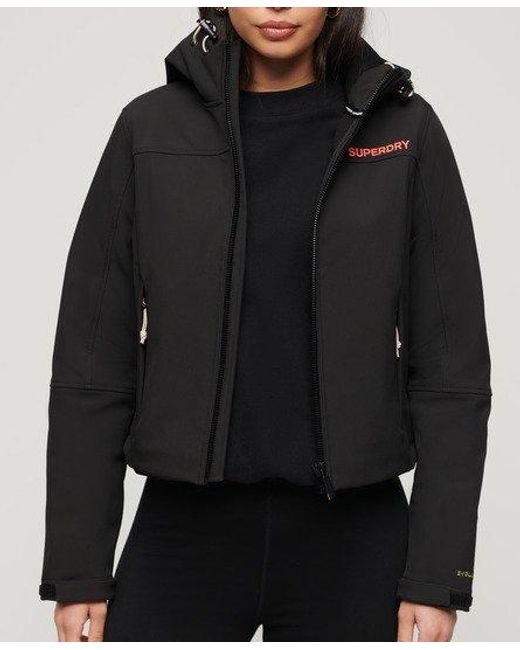 Superdry Black Ladies Slim Fit Hooded Soft Shell Trekker Jacket
