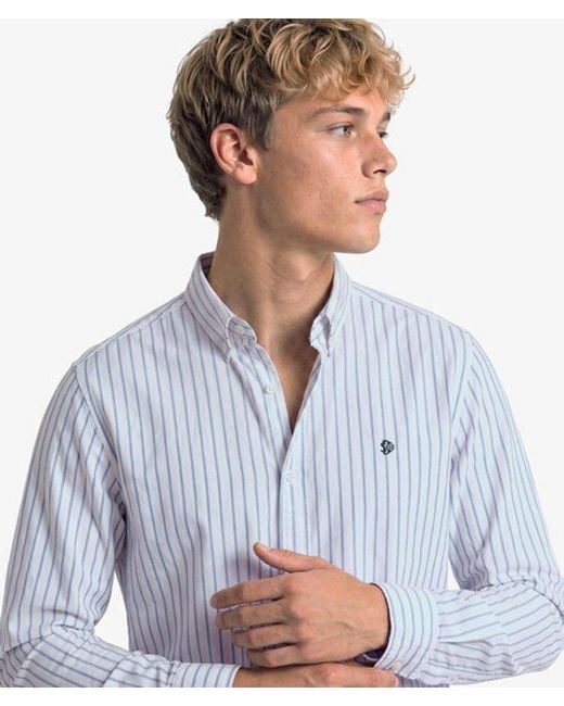 Superdry Blue & Co Preppy Oxford Long Sleeve Shirt for men