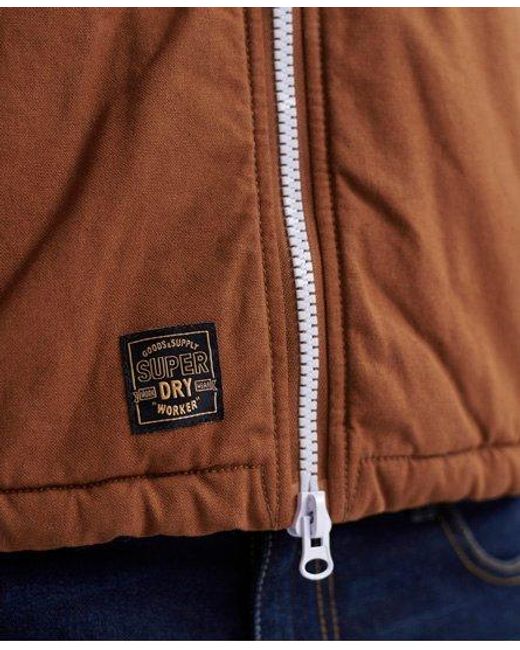 Superdry Red Hooded Worker Jacket Moorside/Tobacco for men
