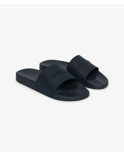 Superdry Blue Premium Graphic Pool Sliders for men