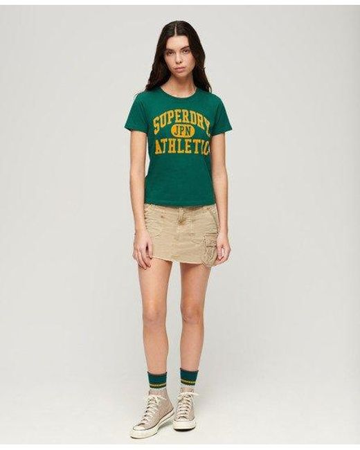 Superdry Green Varsity Flocked Fitted T-shirt