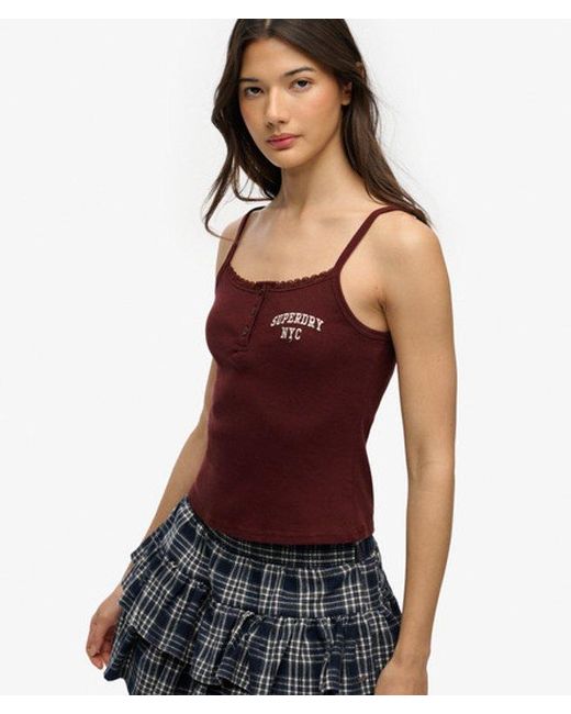 Superdry & Co Athletic Essentials Embroidered Button Cami Top