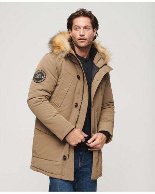 Superdry Natural Everest Faux Fur Hooded Parka Coat for men