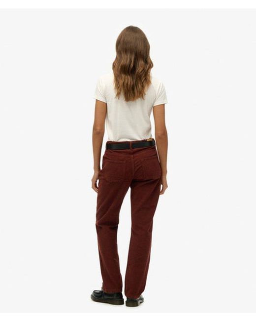 Superdry White Straight Leg Cord Pants Size: 26/32