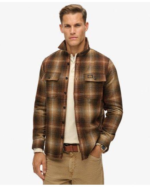 Superdry Brown Wool Miller Overshirt for men