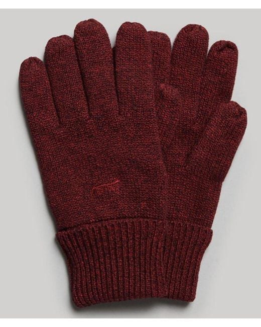 Superdry Red & Co Classic Ribbed Vintage Logo Gloves for men