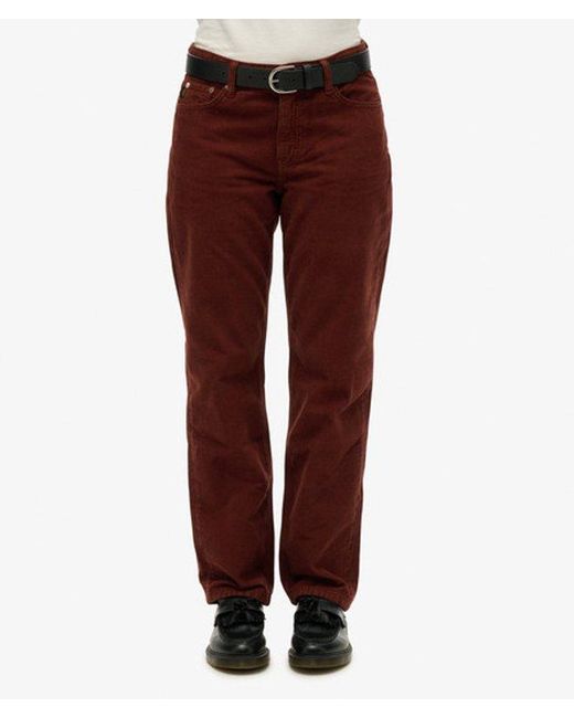 Superdry White Straight Leg Cord Pants Size: 26/32