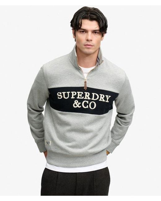 Superdry Gray & Co Company Logo Half Zip Sweatshirt for men