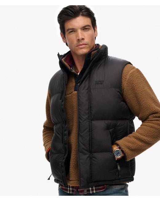 Homme Gilet Matelassé Noir Taille Superdry pour homme en coloris Brown