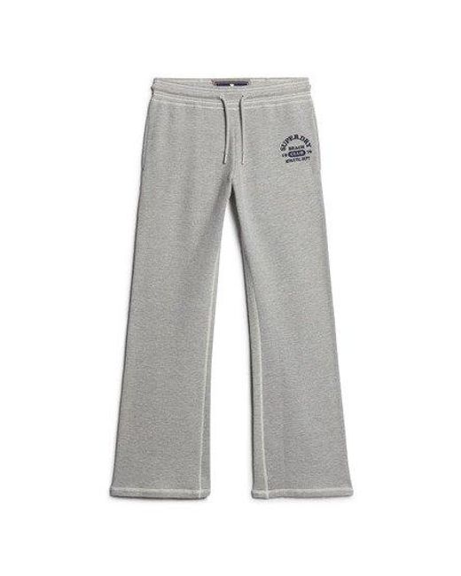 Superdry Gray Ladies Slim Fit Embroidered Logo Athletic Essentials Low Rise Flare joggers
