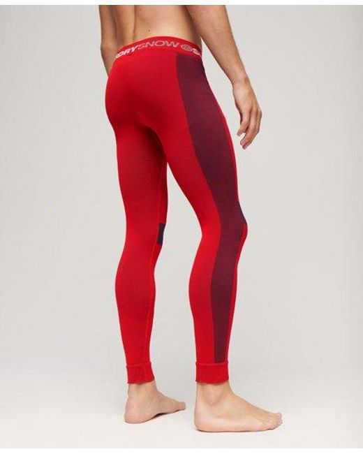 Superdry Red Sport Seamless Base Layer leggings for men