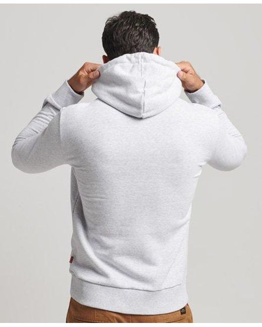 Superdry Gray Script Style Embossed Hoodie Flake Marl for men