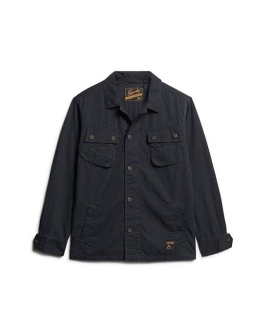 Superdry Blue Cotton Military Overshirt Jacket for men