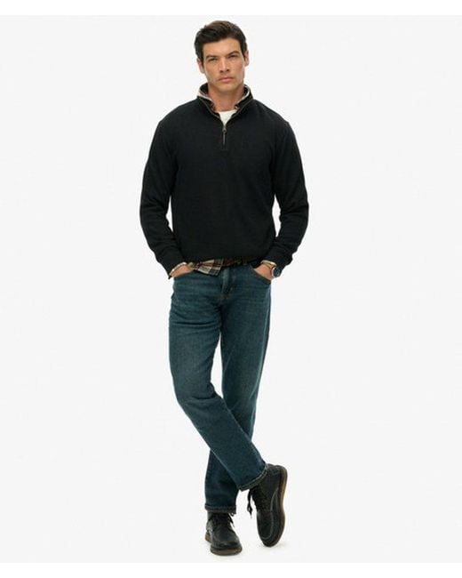 Superdry Black & Co Ribbed Half Zip Jumper for men