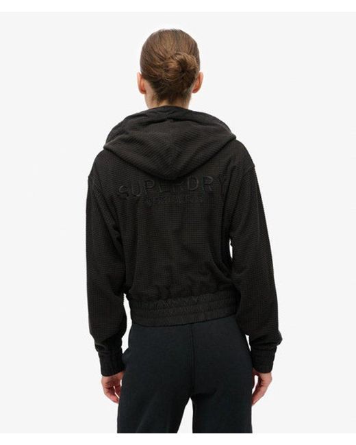 Superdry Black & Co Ladies Classic Embroidered Sport Tech Grid Fleece Ziphood
